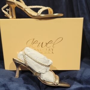 Jewel Badgley Mischka Helia Metallic Rose Gold Heels